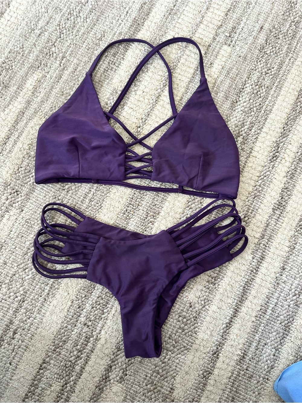 Strappy Purple Bikini Set - Women's Swim